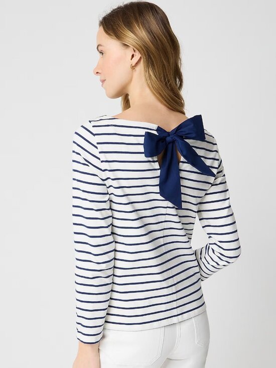 J. Crew Factory Tops - J. Crew Navy Striped Bow-Back Top/NWT/LARGE